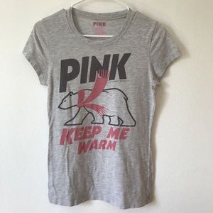 Medium PINK Keep Me Warm Polar Bear Tee Shirt